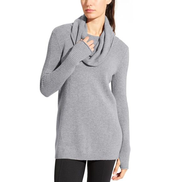 Athleta Sweaters - Athleta Cashmere Cascade Sweater Cowl Neck Light Grey Heather Oversized Size XXS